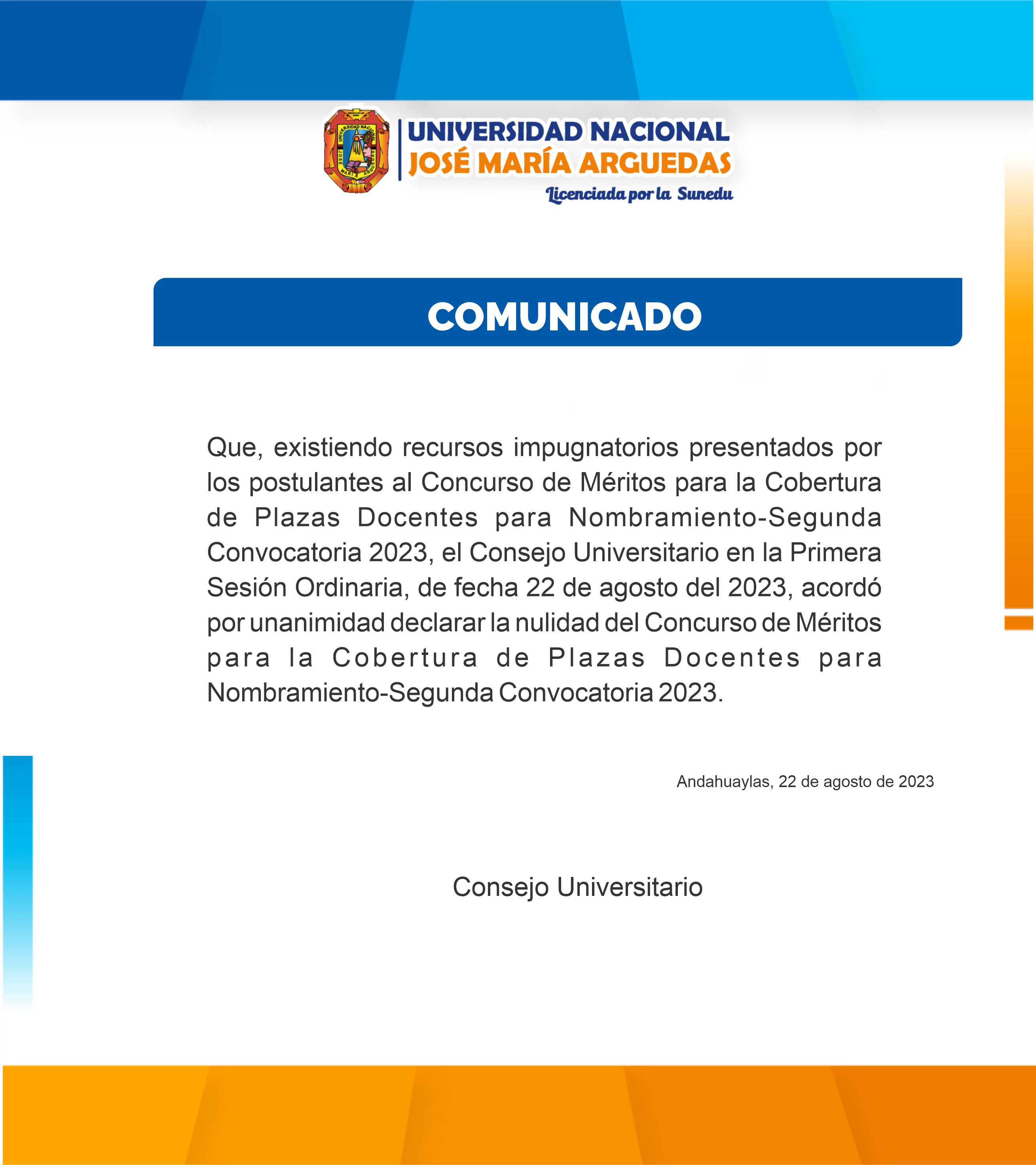 COMUNICADO CONCURSO DE NOMBRAMIENTO DOCENTE