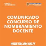 COMUNICADO CONCURSO DE NOMBRAMIENTO DOCENTE